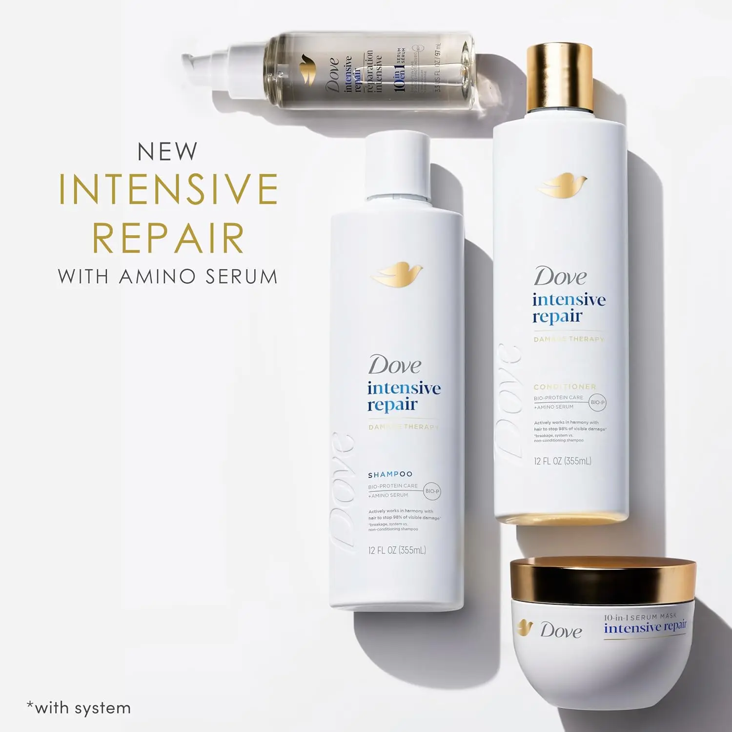Dove Intensive Repair shampoo and conditioner set visibly repairs damaged, dry hair with keratin actives, leaving it strong, smooth, and manageable while reducing breakage.