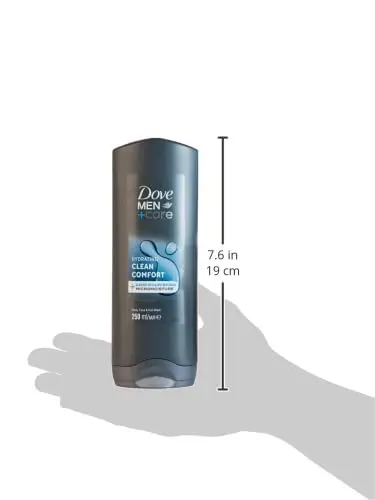 Two bottles of Dove Men+Care Clean Comfort 3in1 hydrating cleanser, enriched with Micromoisture Technology, for body, face, and hair, that washes away bacteria and fights dryness.
