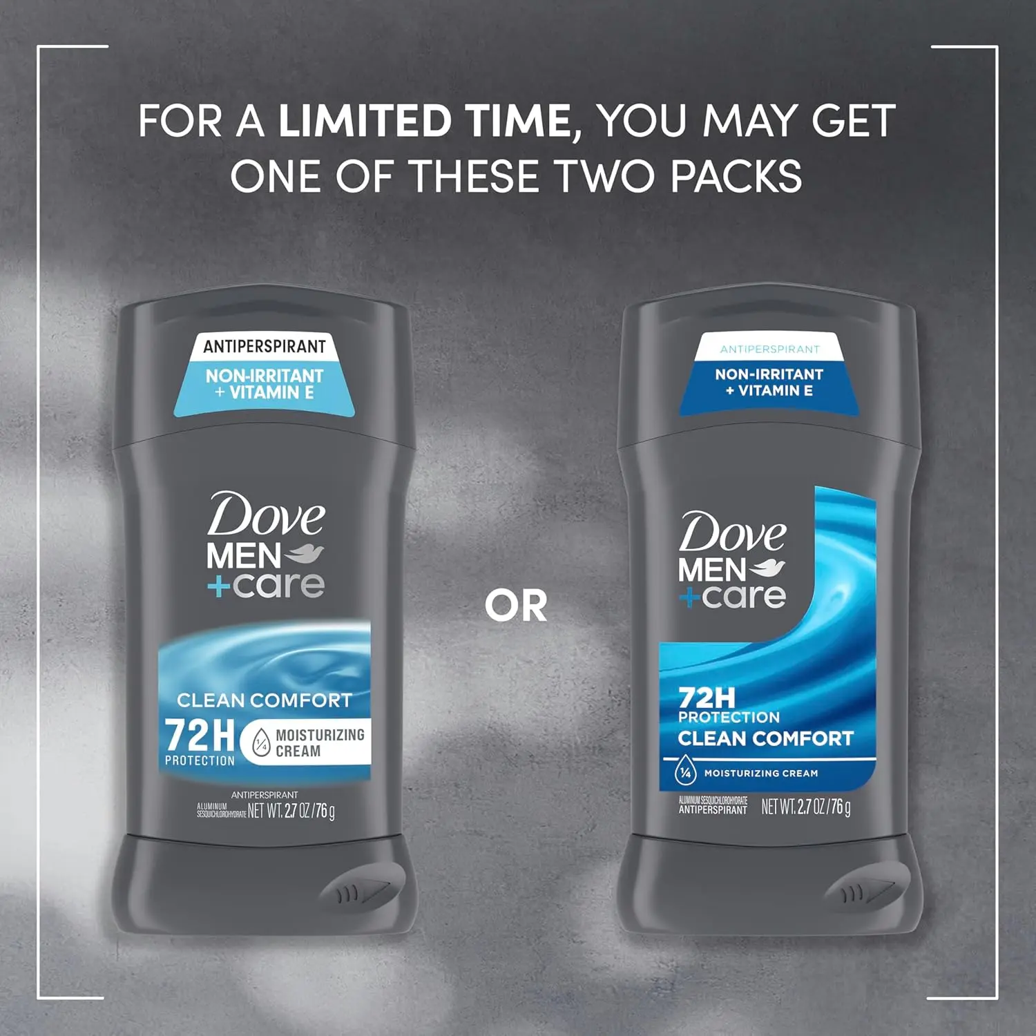 Dove Men+Care Clean Comfort deodorant stick provides 72-hour sweat and odor protection with Vitamin E and moisturizers for comfortable underarms.