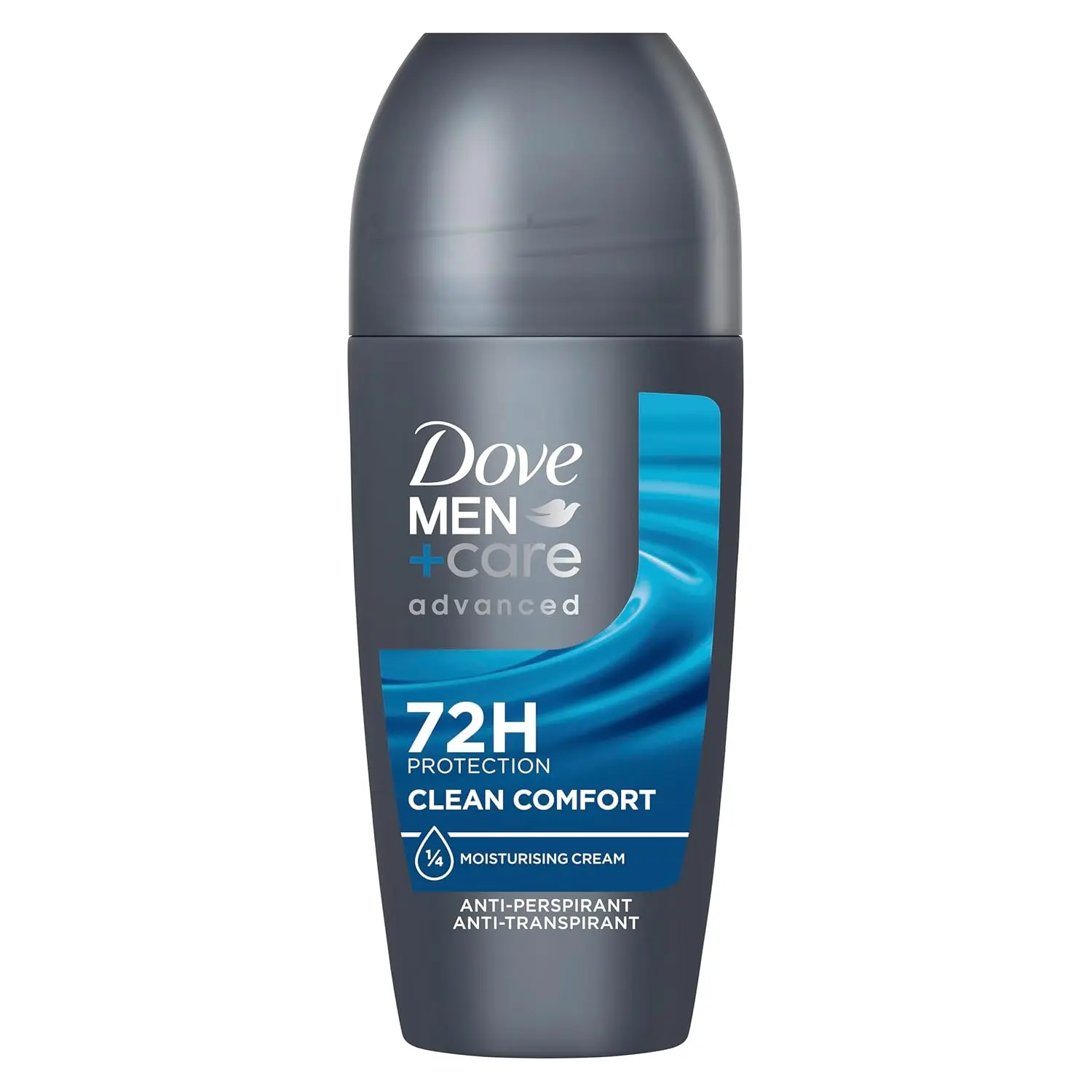 Dove Men+Care Clean Comfort roll-on deodorant provides 72-hour sweat and odor protection with moisturizers for all-day underarm comfort.