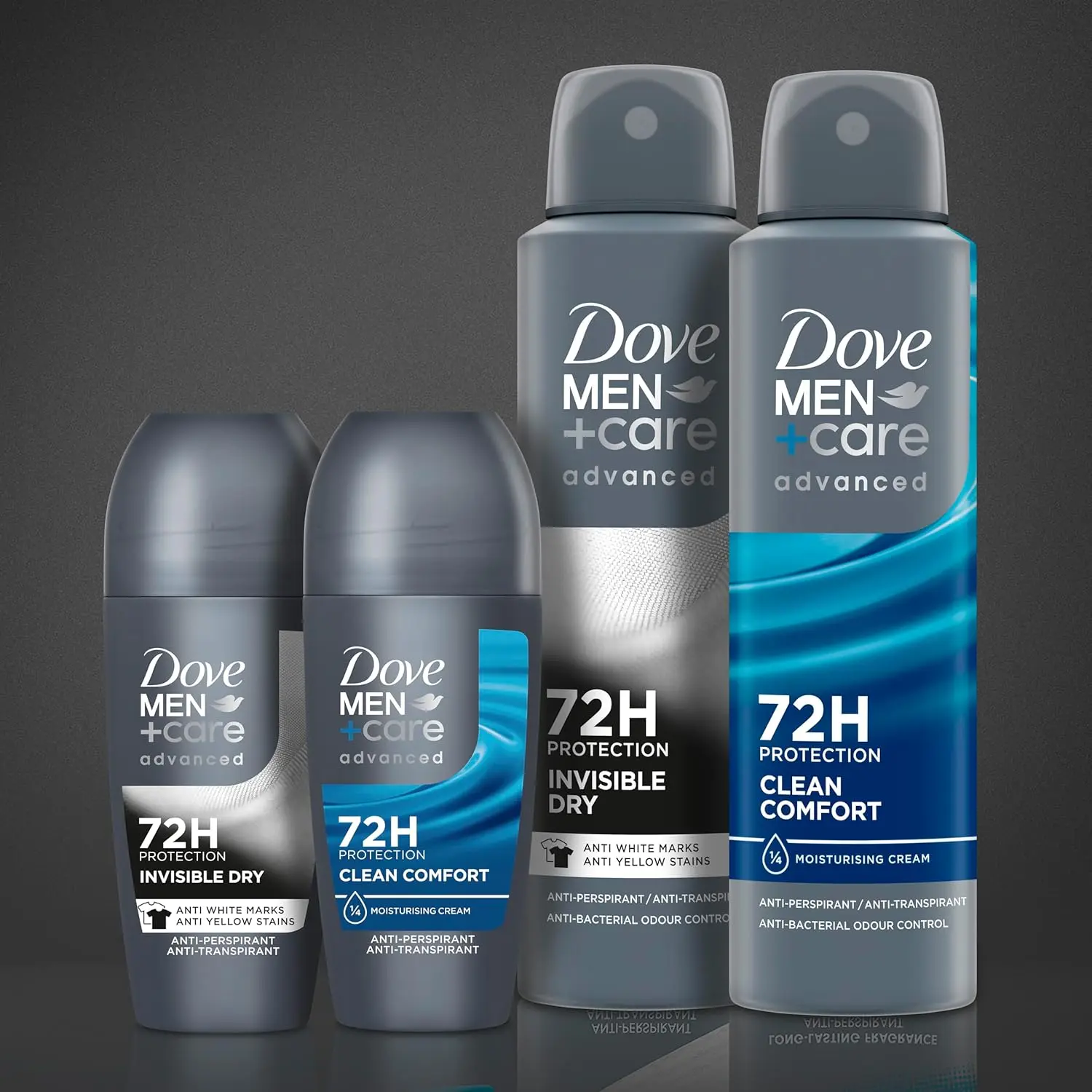 Dove Men+Care Clean Comfort roll-on deodorant provides 72-hour sweat and odor protection with moisturizers for all-day underarm comfort.