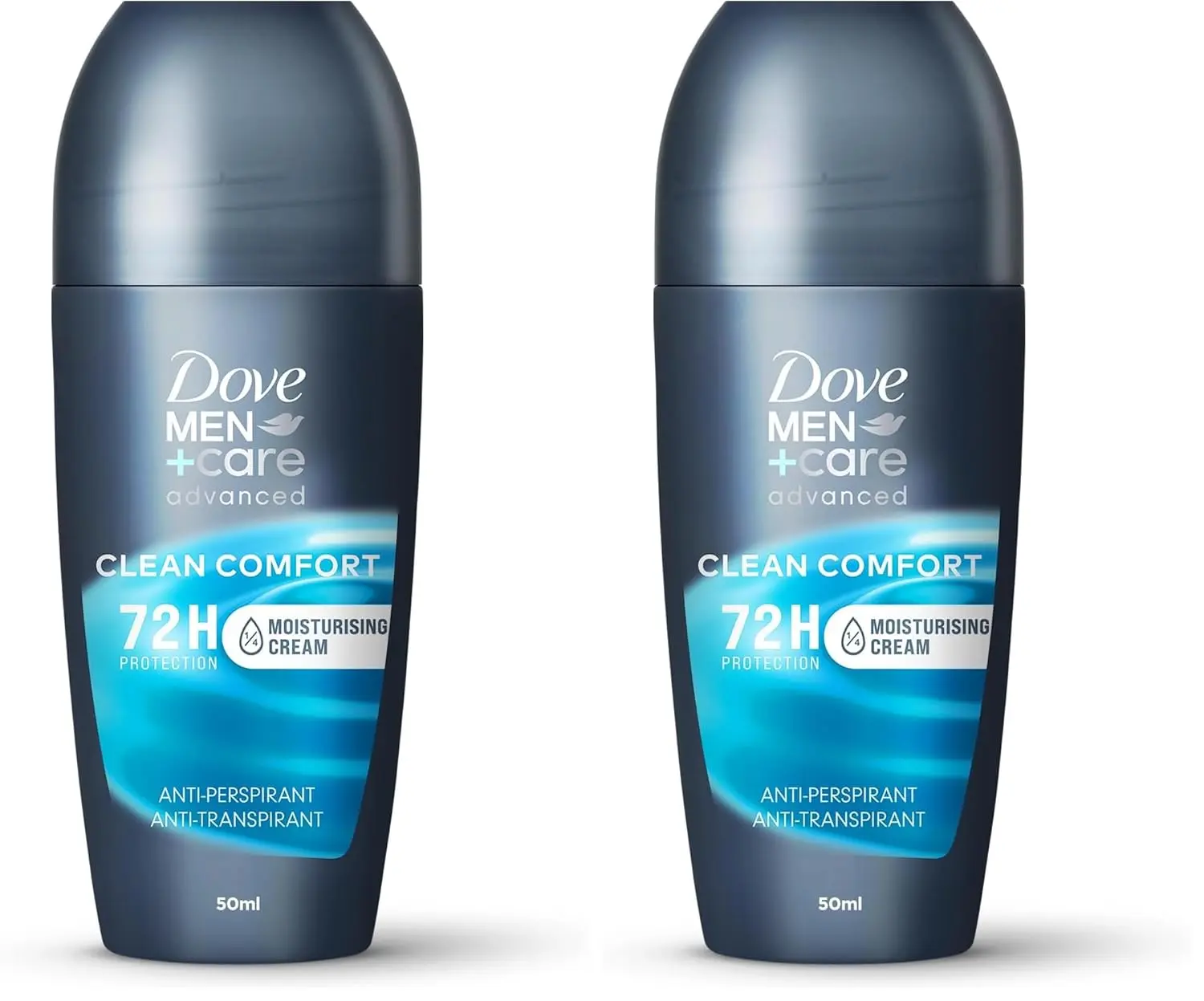 Dove Men+Care Clean Comfort roll-on deodorant provides 72-hour sweat and odor protection with moisturizers for all-day underarm comfort.