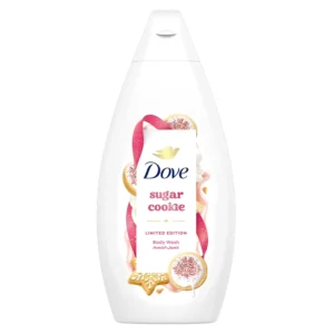 Dove Sugar Cookie Limited Edition body wash provides a creamy lather with a sweet cookie fragrance, leaving skin soft and nourished.