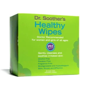 Dr. Soother's pH balanced feminine wipes are unscented, hypoallergenic, biodegradable, and individually wrapped for a clean, soothing refresh.
