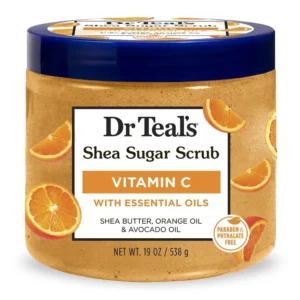 Dr Teal's Citrus Shea Sugar Body Scrub gently exfoliates with pure sugar and essential oils to leave skin soft, smooth, and uplifted.