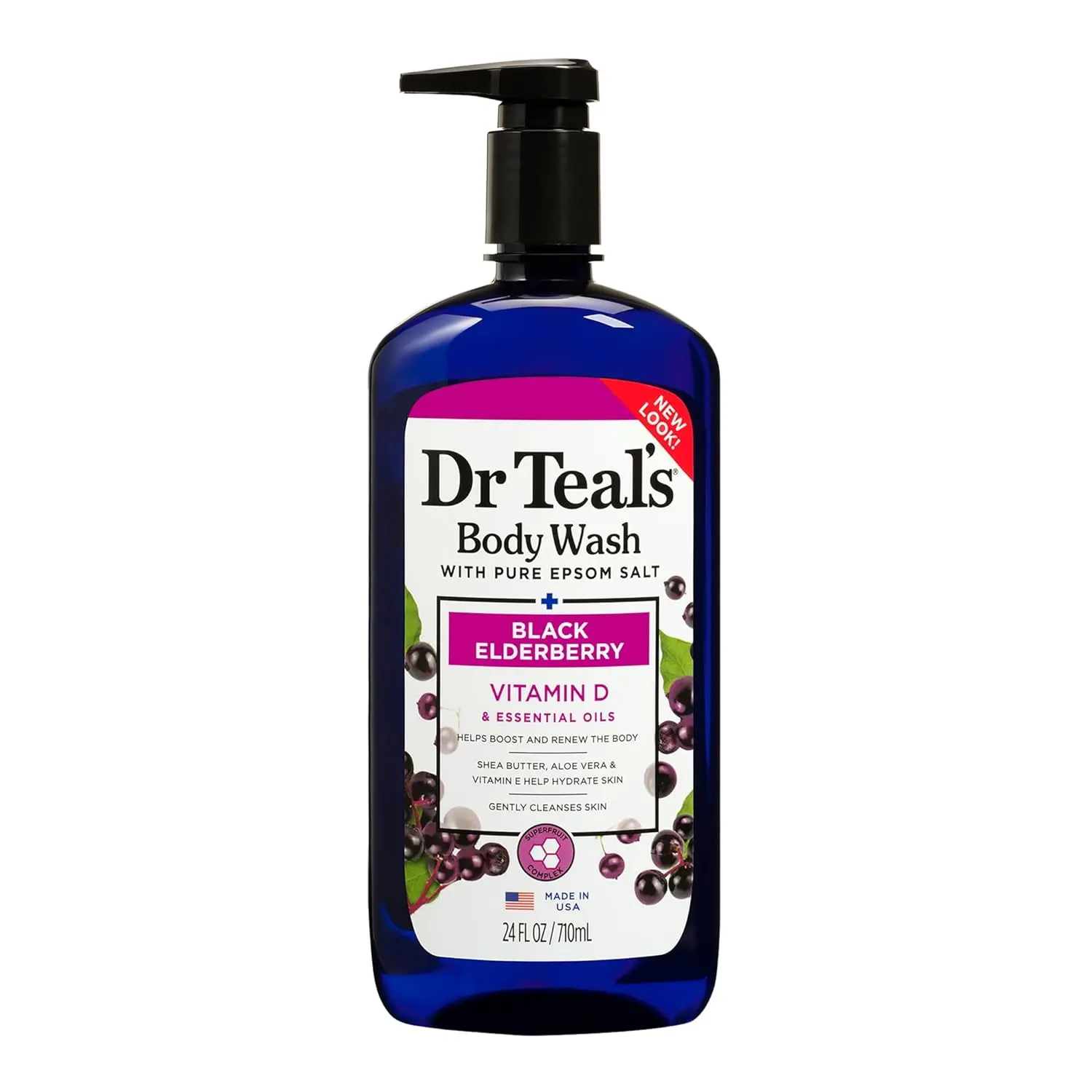 Dr Teal's Eucalyptus and Spearmint body wash revitalizes tired muscles with pure Epsom salt while aloe vera, shea butter, and vitamin E hydrate and moisturize skin.