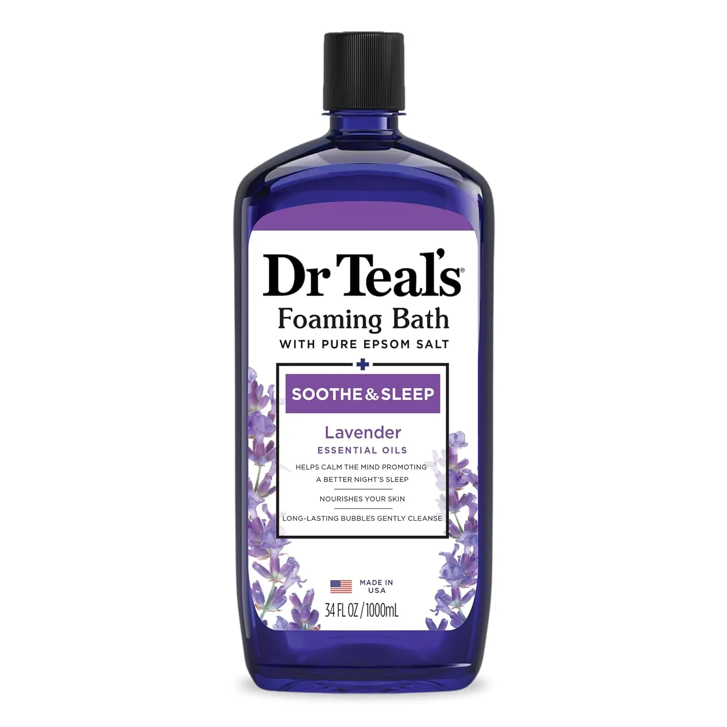 Dr Teal's Soothe & Sleep Foaming Bath with Lavender and Epsom Salt transforms bath time into a relaxing spa experience for sore muscles and better sleep.