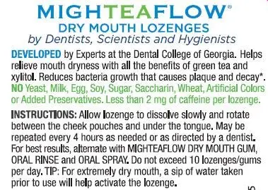 Sugar-free mint dry mouth lozenges with xylitol and stevia clinically proven to increase saliva flow and help protect gland cells.