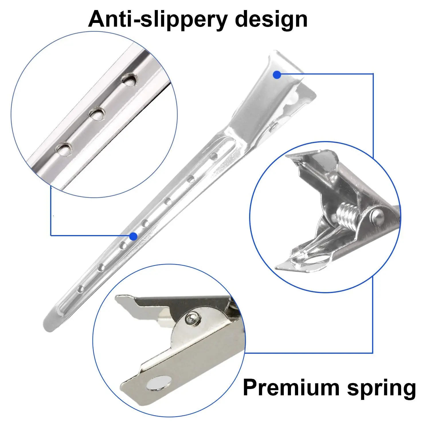 This set of 32 stainless steel duckbill clips are perfect for hair sectioning, styling, and salon use.