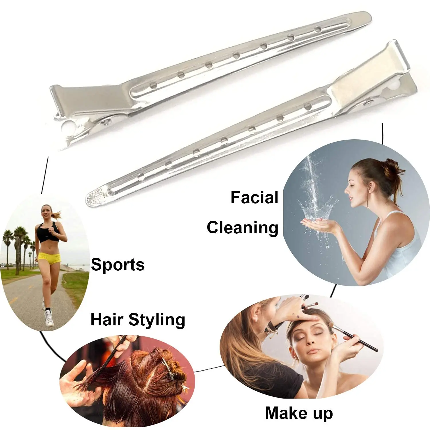 This set of 32 stainless steel duckbill clips are perfect for hair sectioning, styling, and salon use.