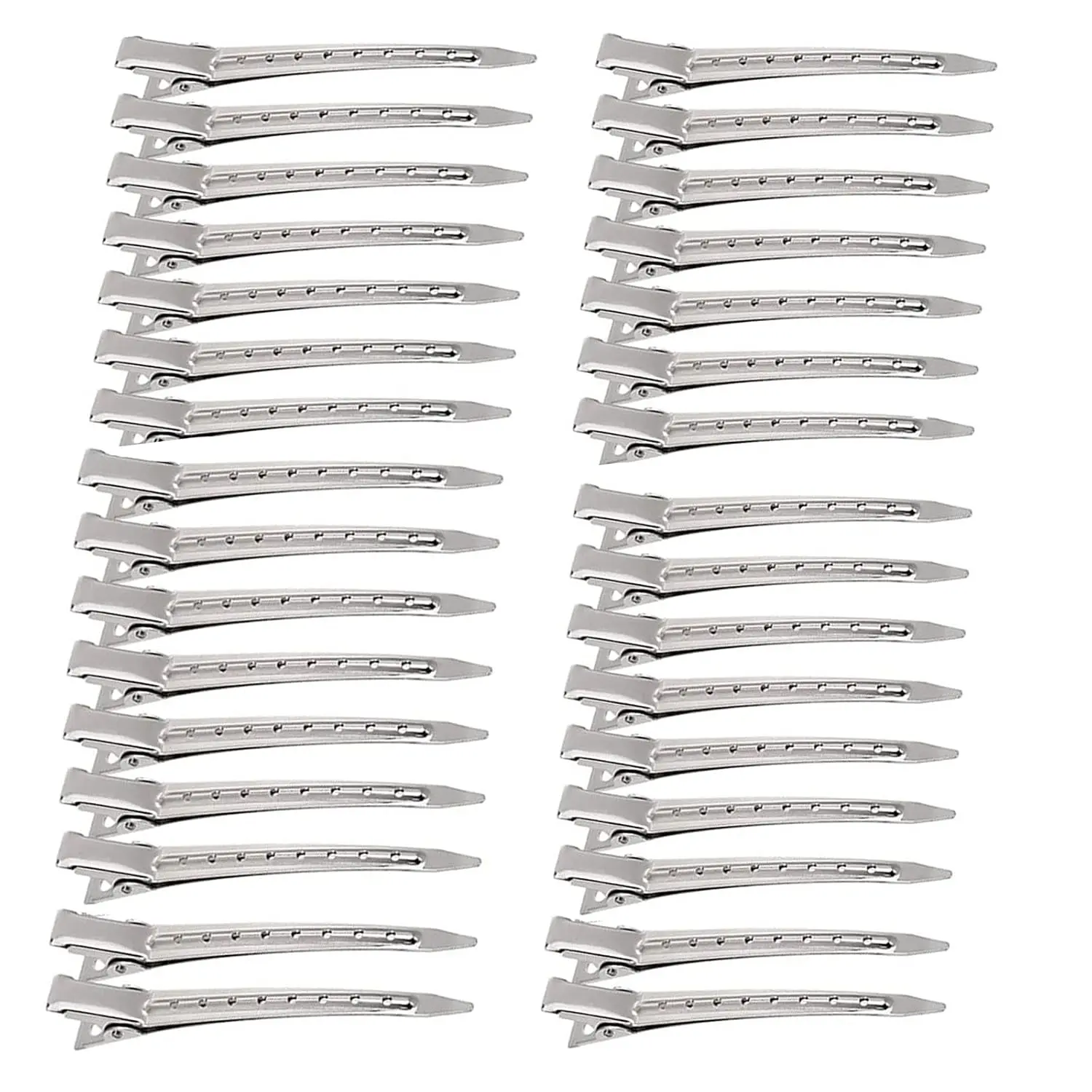 This set of 32 stainless steel duckbill clips are perfect for hair sectioning, styling, and salon use.