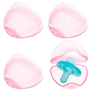 This 4-pack of pink, transparent pacifier cases provides a safe, BPA-free way to store and protect your baby's pacifiers, keeping them clean and easily accessible in your diaper bag or at home.