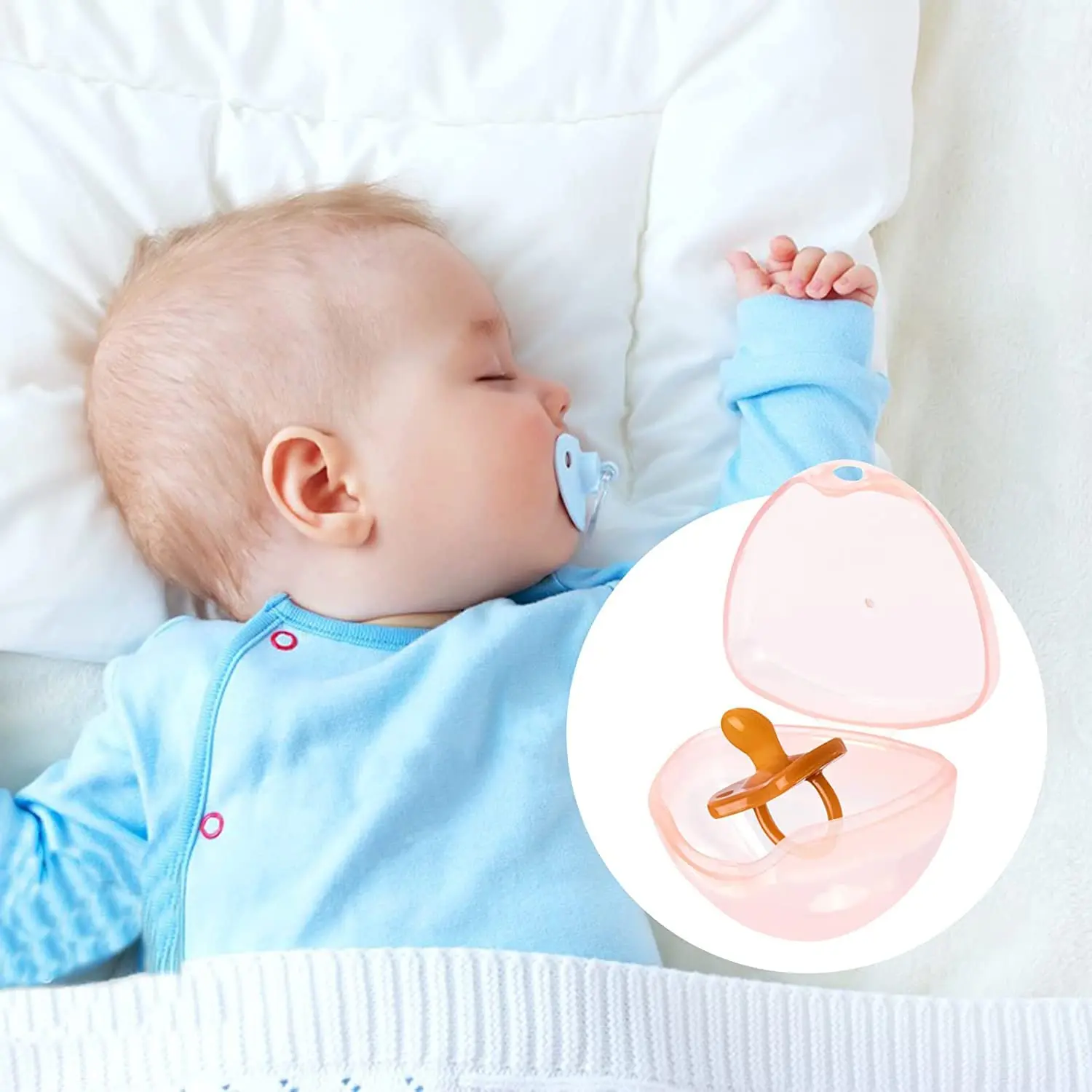 This 4-pack of pink, transparent pacifier cases provides a safe, BPA-free way to store and protect your baby's pacifiers, keeping them clean and easily accessible in your diaper bag or at home.