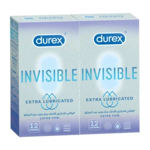Durex Invisible extra thin condoms with extra lubricant provide a natural feel and pleasurable fit, perfect for enhanced sensitivity.