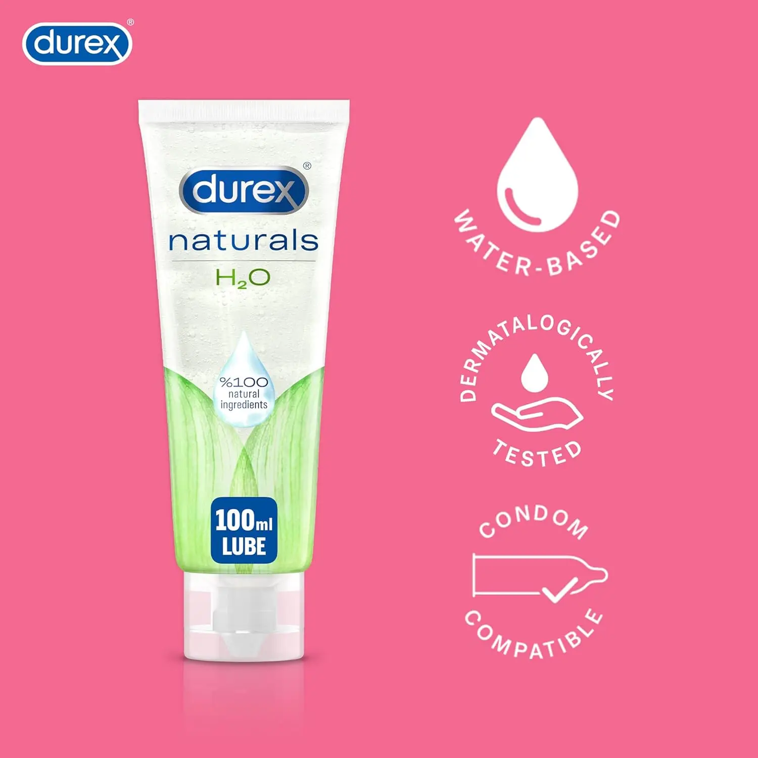 A bottle of Durex Naturals Intimate Lube made with 100% natural ingredients for enhanced pleasure and comfort.
