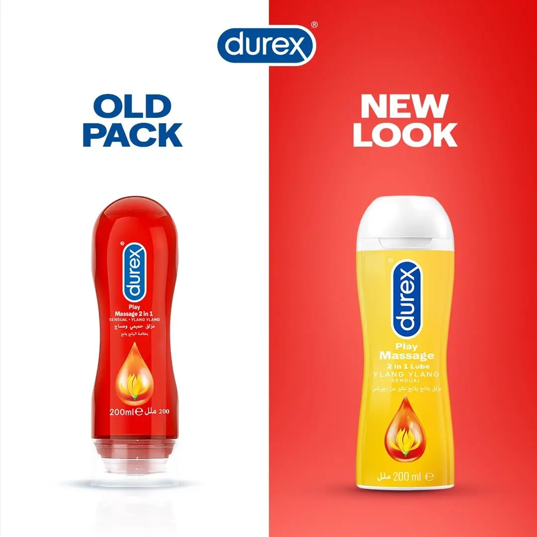 Durex Play Sensual Massage 2in1 lube with Ylang Ylang extracts for body massage and intimate use.