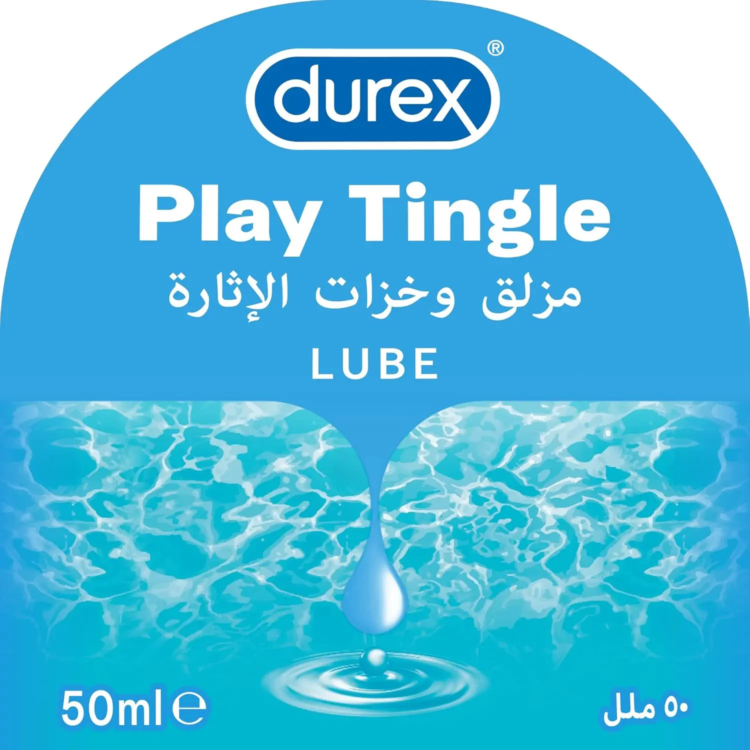 A bottle of Durex Play Tingle lubricant, a water-based lube that provides a long-lasting cooling and tingling sensation for enhanced pleasure.