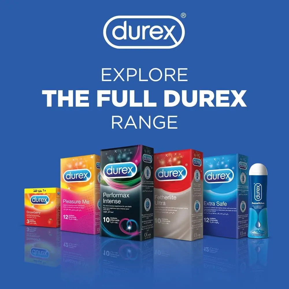 This is a pack of 36 Durex Pleasure Me condoms featuring a ribbed and dotted texture for enhanced stimulation and a comfortable, easy-on fit.