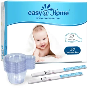 Easy to use Easy@Home ovulation test strips with Premom app help women track their most fertile days and predict ovulation for pregnancy.