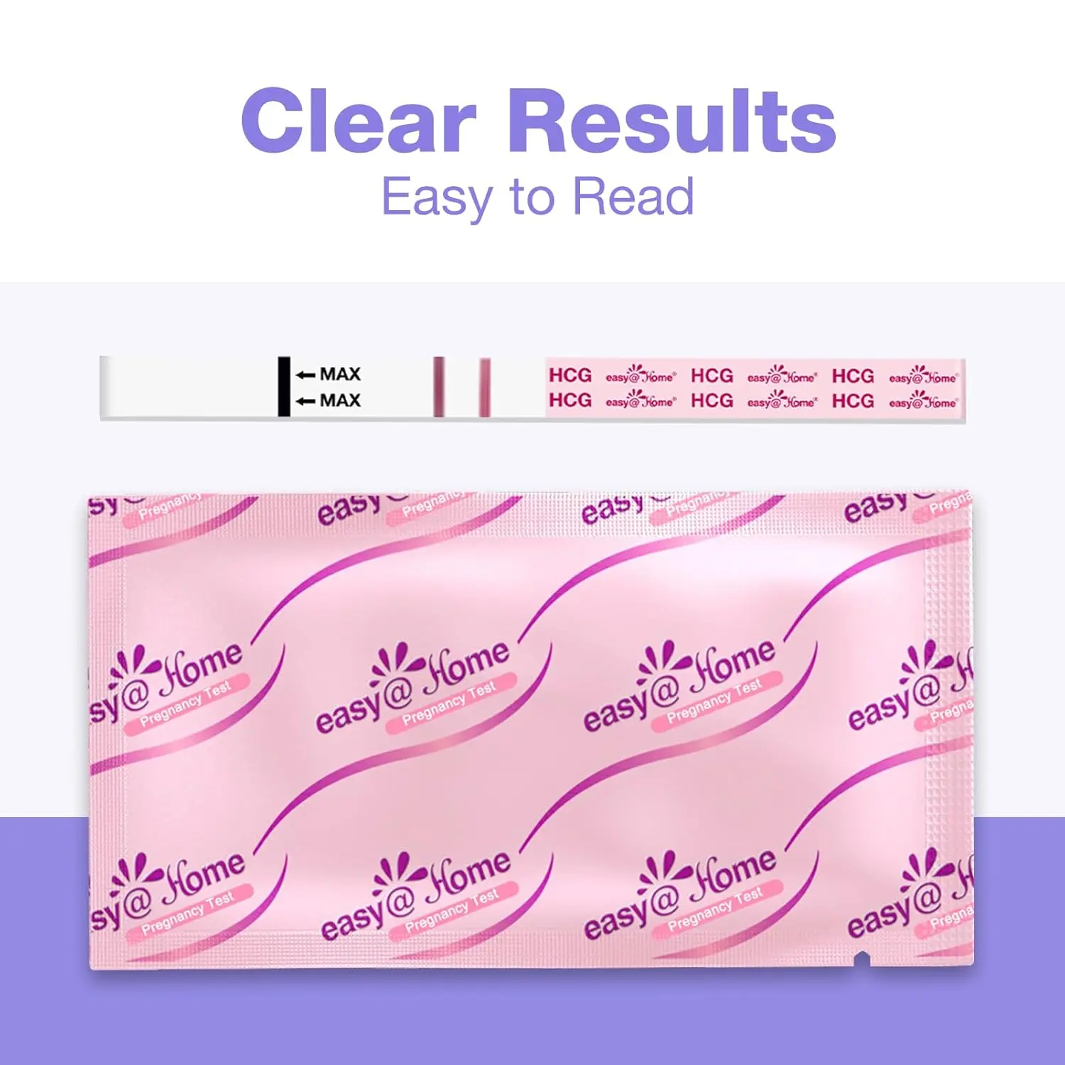 Easy to use Easy@Home pregnancy test strips for early detection of pregnancy with results in 5 minutes.