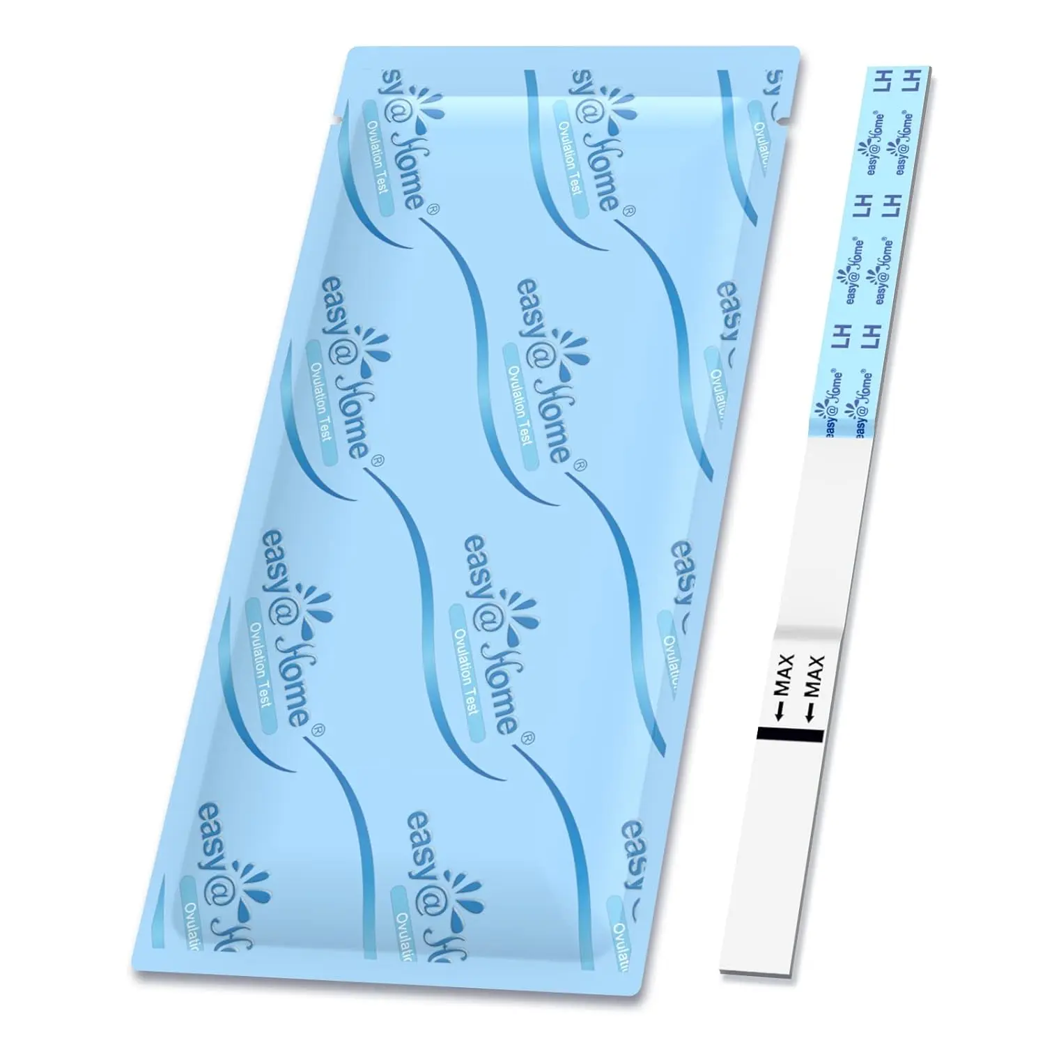 A large pack of Easy@Home ovulation test strips for predicting fertile days.