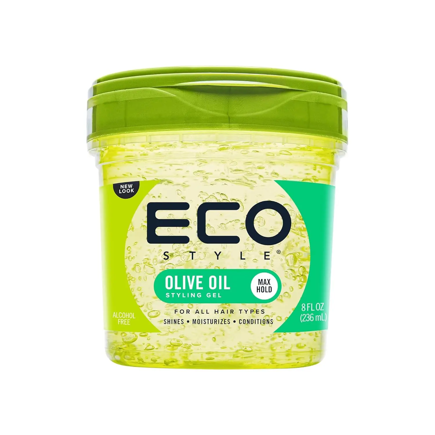 Eco Style Olive Oil styling gel provides a healthy shine and superior hold, taming frizz while attracting moisture to the scalp.