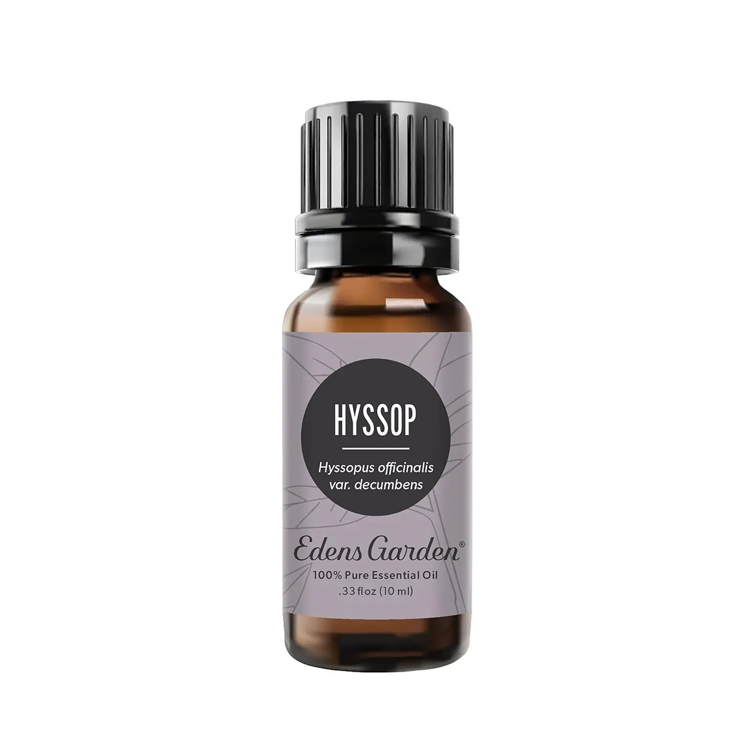 Bottle of Edens Garden Hyssop Essential Oil offering a fresh, slightly sweet aroma for respiratory support and emotional clarity in aromatherapy.