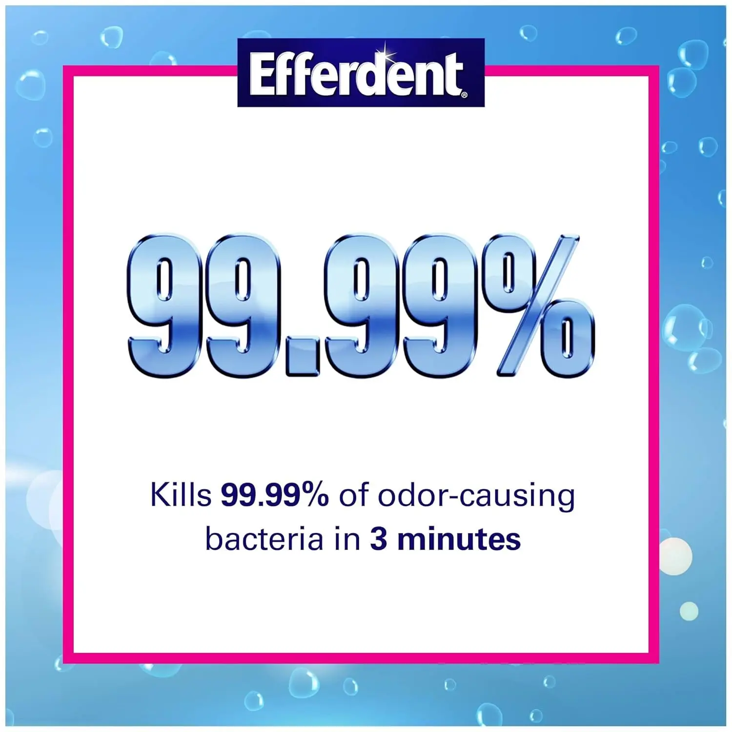 A pack of 252 Efferdent Complete Clean denture cleanser tablets helps to clean, whiten, and freshen dentures, retainers, and dental appliances while killing odor-causing bacteria.