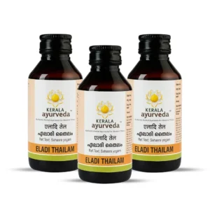 Kerala Ayurveda Eladi Thailam, a sesame oil-based treatment, effectively manages acne, detoxifies skin, and provides a radiant glow.