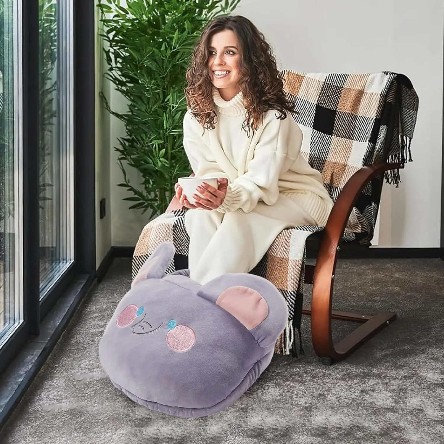 This electric foot warmer provides consistent, safe, and energy-efficient warmth for cold feet at home or in the office, featuring overheat protection and a removable liner.