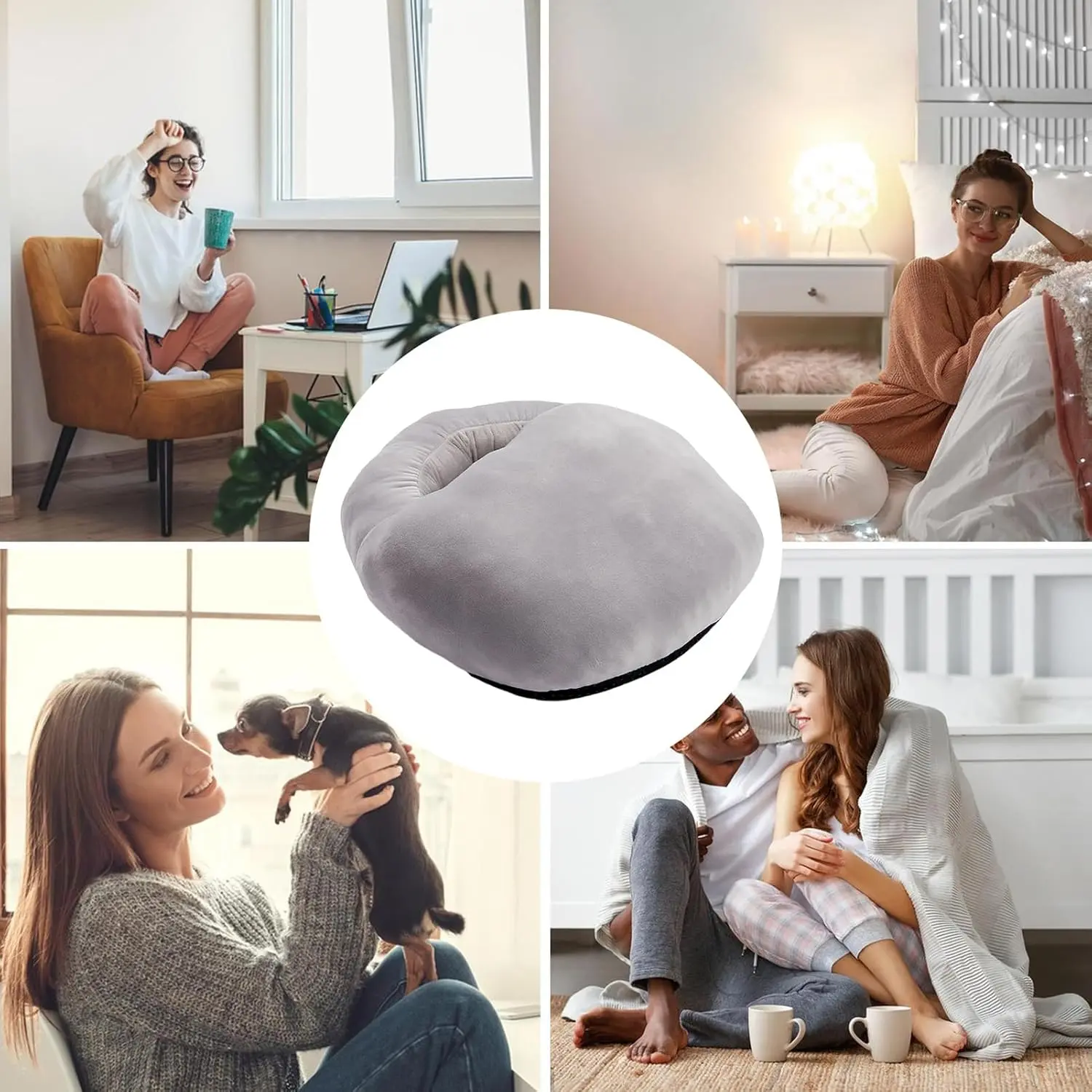 This electric foot warmer heating pad provides safe and consistent warmth for under desk use in home offices and relaxation zones, featuring smart temperature control, overheat protection, and a washable liner.