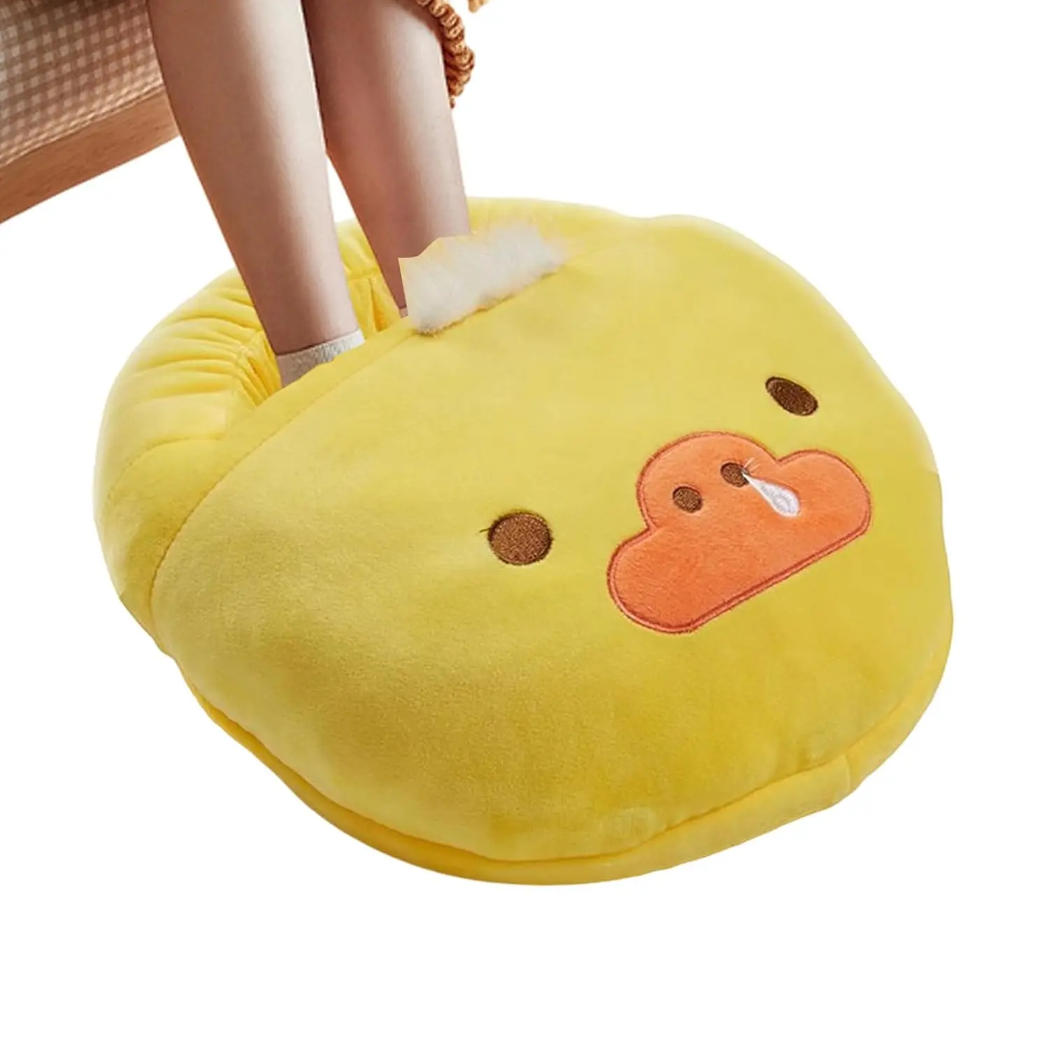 Stay cozy with this electric foot warmer featuring smart temperature control, flame retardant design, USB-powered heating, and breathable warmth technology, perfect for use under a desk.