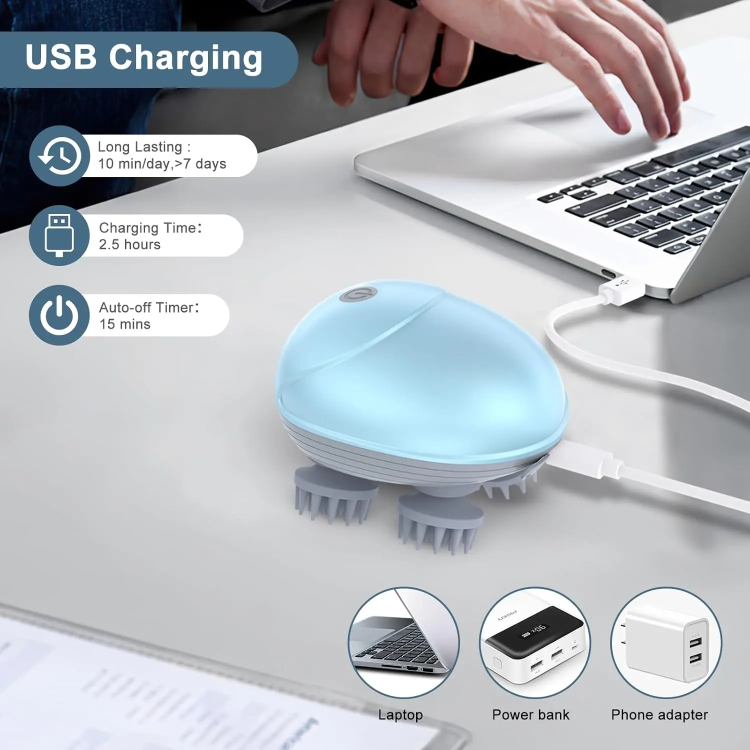 This electric pet massager helps relieve muscle tension in cats and dogs with its four rotating massage heads and three adjustable modes, promoting relaxation and bonding.