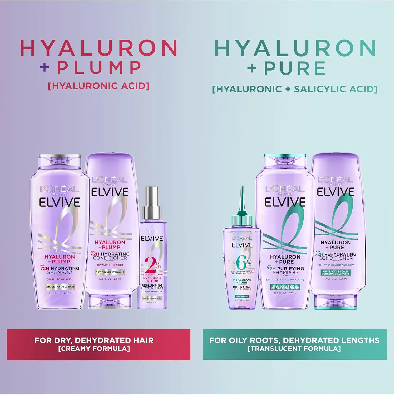L'Oreal Paris Elvive Hyaluron + Pure Oil Erasing Scalp Serum exfoliates and removes residue, leaving oily hair refreshed and hydrated for up to 72 hours.