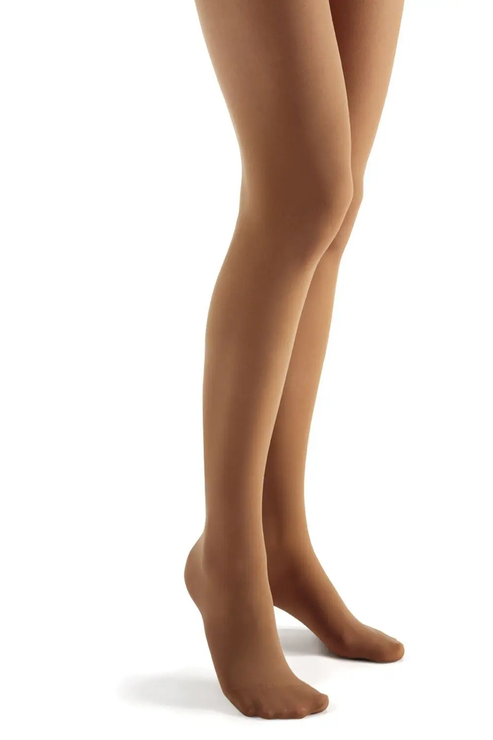 Two pairs of Futuro Energizing Ultra Sheer Pantyhose in nude color providing mild to medium graduated compression for women who stand or sit for long periods and want improved circulation.