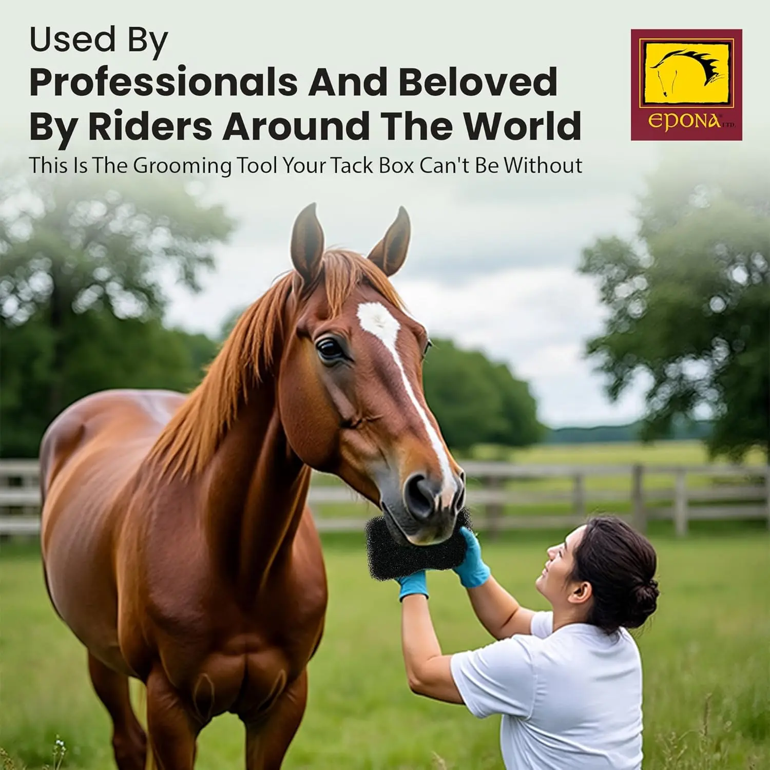 The EPONA Tiger's Tongue Horse Groomer deep cleans embedded dirt, dung, and dried sweat, leaving a horse's coat clean and refreshed.