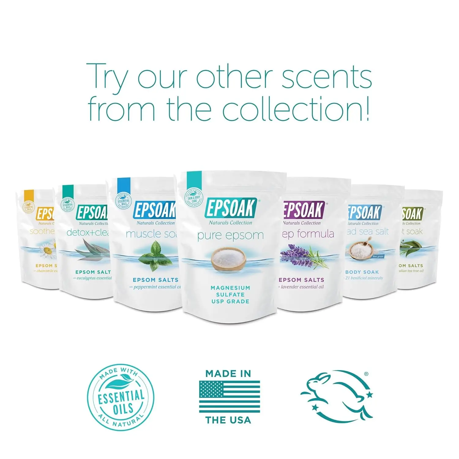 Five pound bag of Epsoak Epsom Salt, a pure magnesium sulfate, for a relaxing and nourishing bath or foot soak.