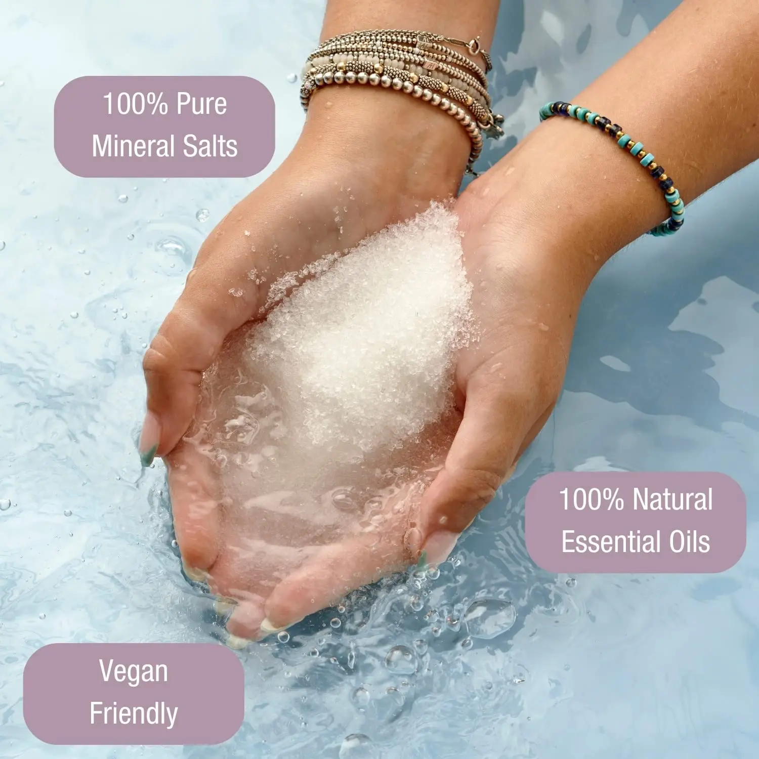 Soothing Epsom bath salts with lavender, chamomile, and lemongrass essential oils from DrSALTS+ promote relaxation and muscle recovery.