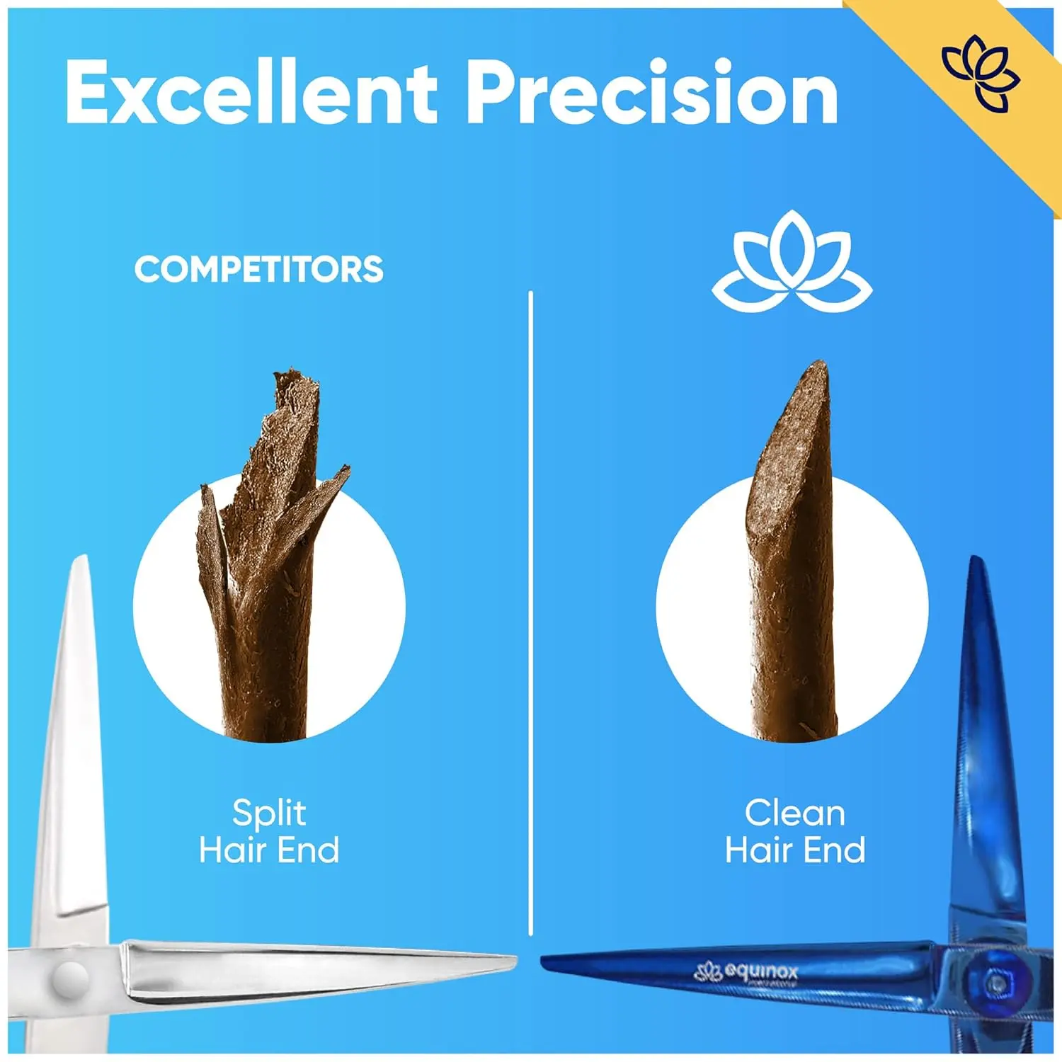 Equinox professional 6.5 inch hair cutting scissors made with Japanese stainless steel featuring a razor edge for effortless and precise haircuts at home or in a salon.