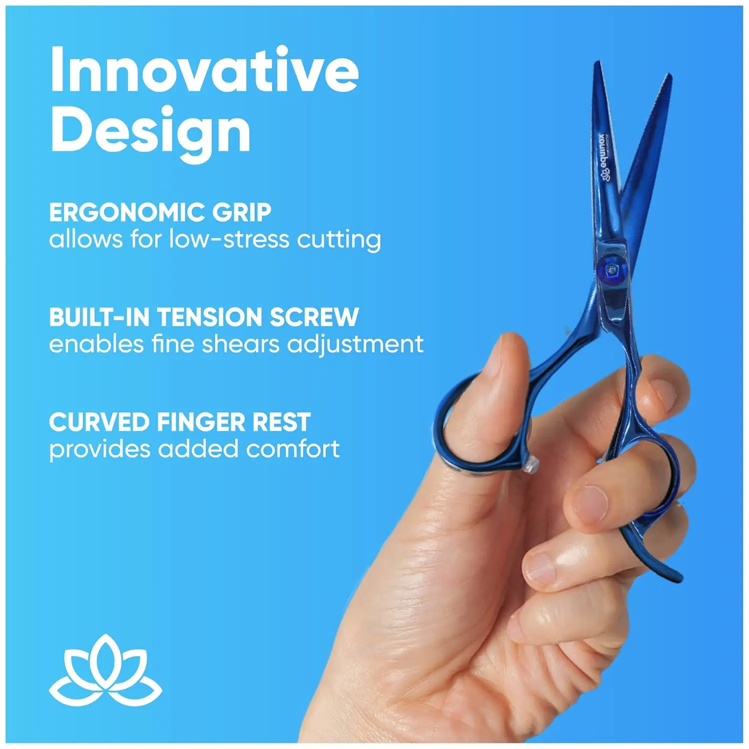 Equinox professional 6.5 inch hair cutting scissors made with Japanese stainless steel featuring a razor edge for effortless and precise haircuts at home or in a salon.