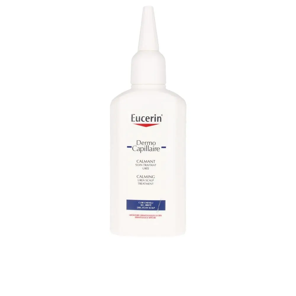 Eucerin Scalp Treatment Balm 100ml soothes and reduces scalp irritation with urea, lactic acid, and polidocanol, reducing hydration loss.