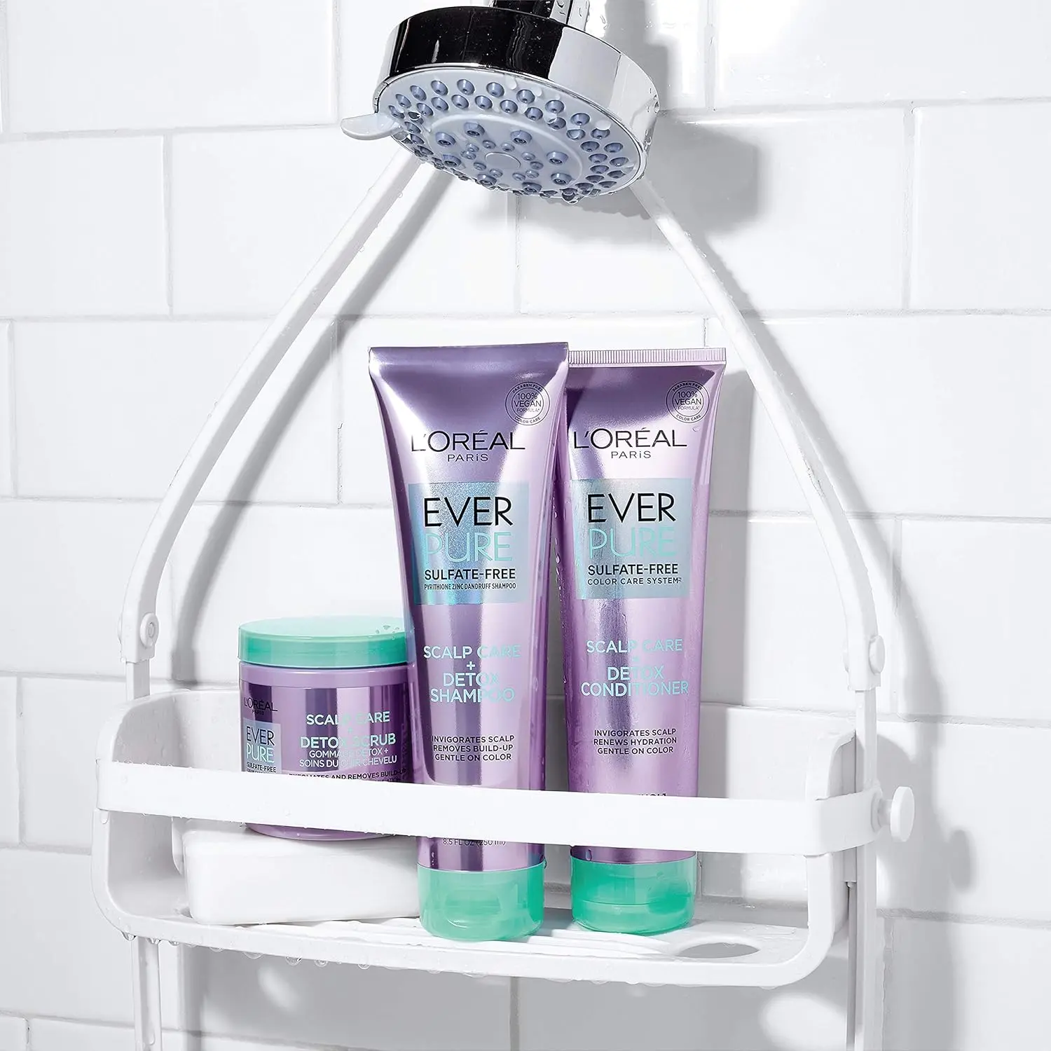 L'Oreal EverPure scalp care detox scrub with apricot seed exfoliates and removes impurities, excess oil, and product buildup for a refreshed, healthy scalp.