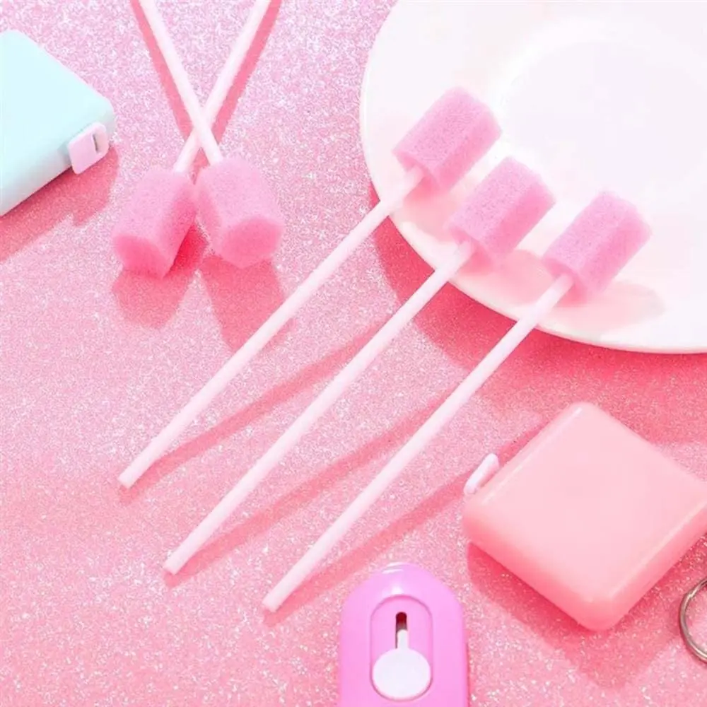 A pack of 100 sterile, unflavored Excefore disposable mouth swabs with plastic handles for gentle oral cleaning.