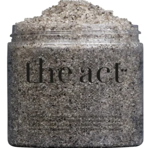 The Act exfoliating body scrub with sea salt and black cumin gently buffs away dead skin revealing smooth, hydrated, and revitalized skin.