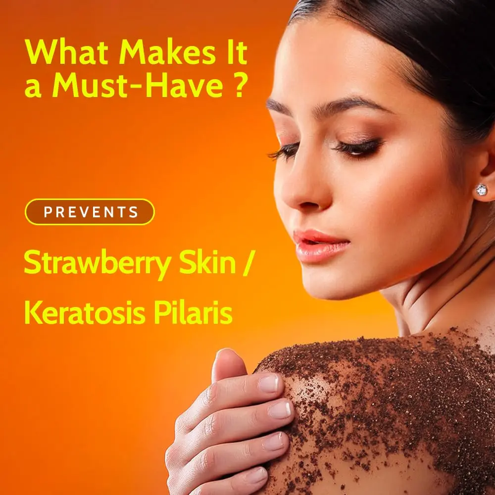 Chemist At Play exfoliating body scrub with coffee and AHAs gently removes tan, dead skin cells, and rough bumps for smooth, bright skin.