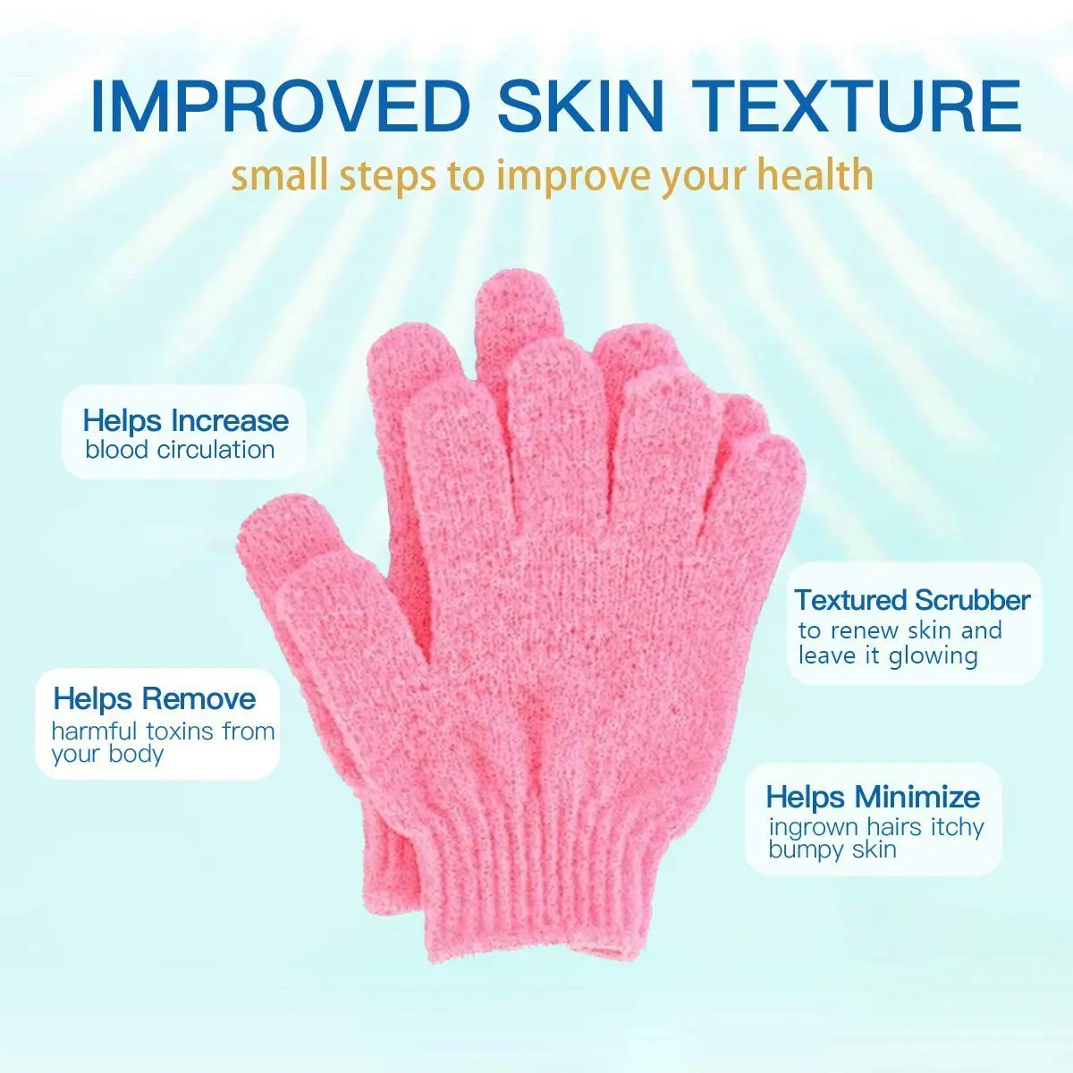 These four pairs of premium exfoliating gloves for shower and spa use help to keep skin silky smooth, remove dead skin cells, and reduce the appearance of cellulite.