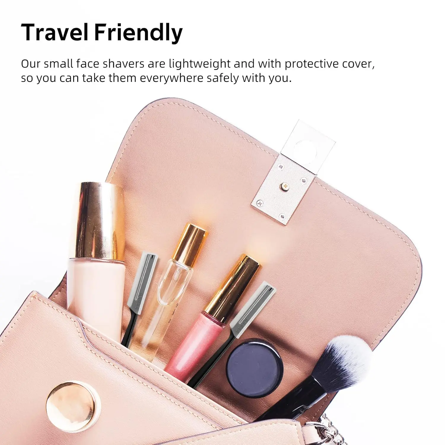 This image showcases a set of 10 eyebrow razors, a dermaplaning tool for women designed to gently remove peach fuzz and exfoliate the face, leaving skin smooth.