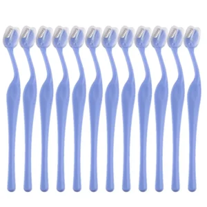 This package contains twelve micro eyebrow trimmers made of durable ABS stainless steel, perfect for painless facial hair removal for both men and women.