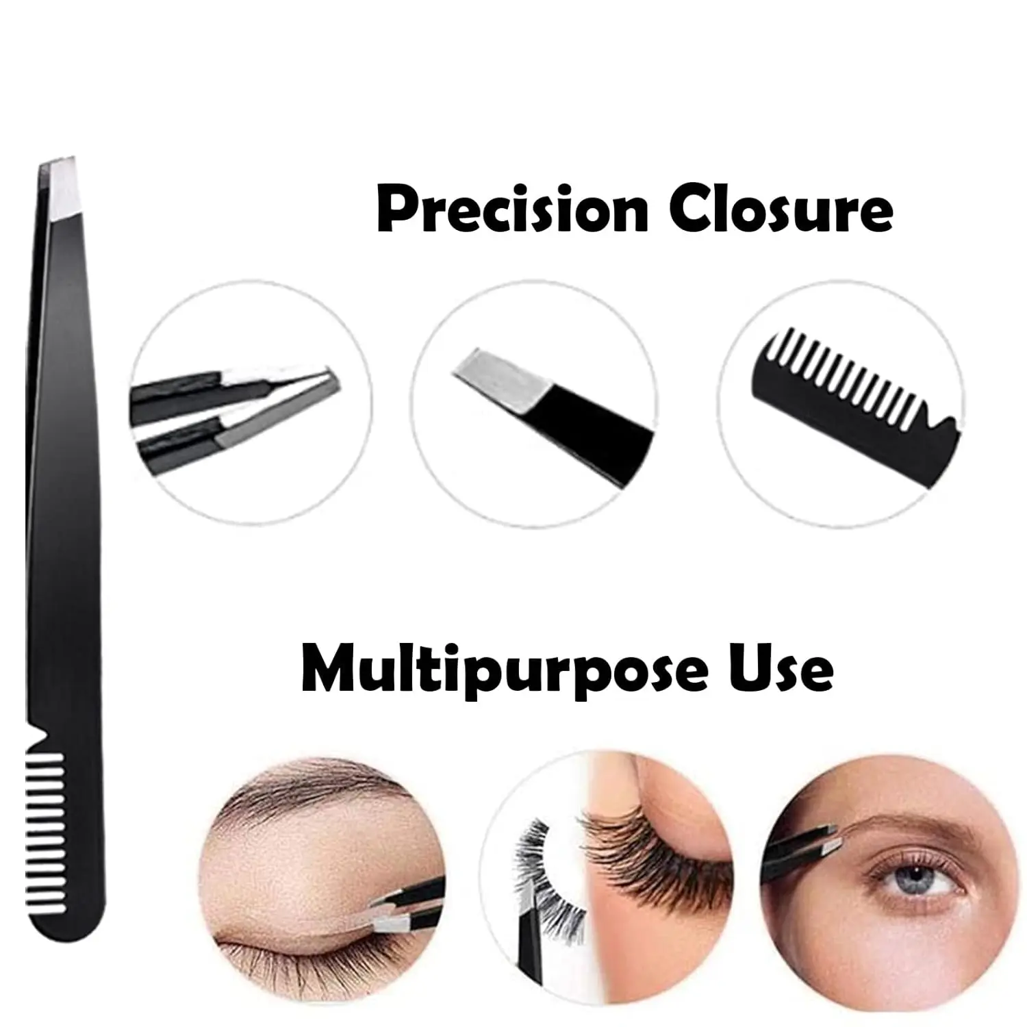 This 4-in-1 eyebrow razor kit for women and men includes a razor, tweezers, scissors, and eyelash roller for safe, effective, and painless grooming.