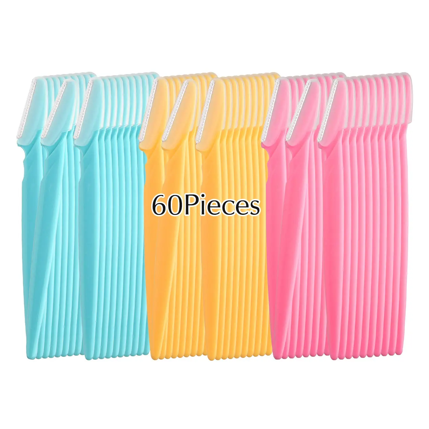 This set contains 39 eyebrow razors for shaping and removing unwanted facial hair, featuring stainless steel blades, safety nets, and curved handles for easy and pain-free use by both women and men.